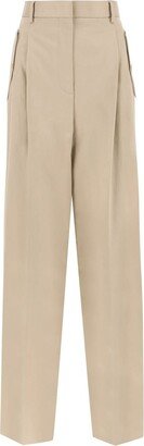 High Waist Wide-Leg Gabardine Trousers