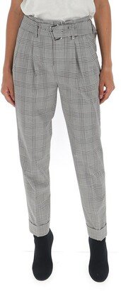 Checkered Detail Tailored Trousers