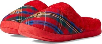 Embroidered Logo Slippers (Red Plaid) Women's Slippers