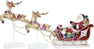 Fraser Hill Farms Indoor/Outdoor Oversized Santa Sleigh 3-Piece Christmas Decor Set