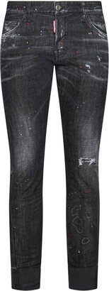 Distressed Paint Splatter Detailed Skinny Jeans