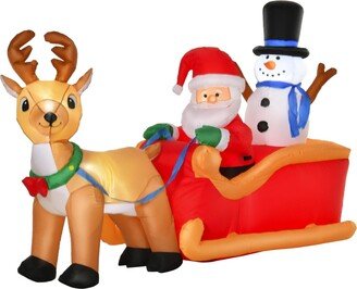 Homcom 6.5' Long Christmas Inflatable Santa Outdoor Holiday Decoration