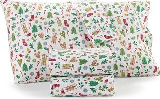 Printed Flannel Cotton 4-Pc. Sheet Set, King, Created for Macy's