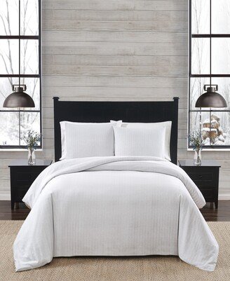 Herringbone 3 Piece Flannel Duvet Cover Set, Full/Queen - White, Gray