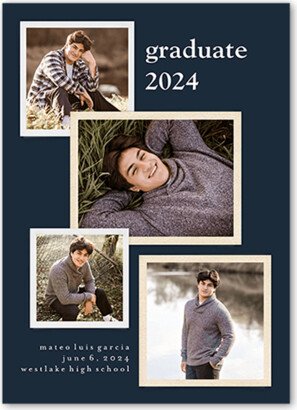 Graduation Announcements: Layered Pictures Graduation Announcement, Blue, 5X7, Matte, Signature Smooth Cardstock, Square