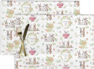 Bunny Rabbits Placemats | Set Of 2 - Some Loves You By Gingerlous Cute Flowers Butterflies Love Cloth Spoonflower