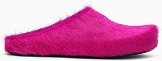 Fuchsia calf hair low mules