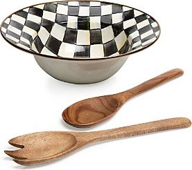 Mackenzie-Childs Courtly Check Enamel Salad Serving Set