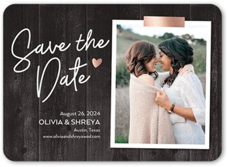 Save The Date Cards: Wooden Moments Save The Date, Grey, 5X7, Signature Smooth Cardstock, Rounded