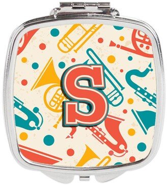 CJ2001-SSCM Letter S Retro Teal Orange Musical Instruments Initial Compact Mirror