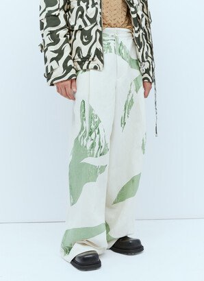 Wide Leg Leaf Pants - Man Pants Cream Eu - 52