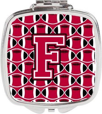 CJ1079-FSCM Letter F Football Crimson & White Compact Mirror