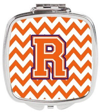 CJ1062-RSCM Letter R Chevron Orange & Regalia Compact Mirror