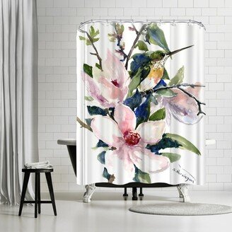 71 x 74 Shower Curtain, Magnolia And Hummingbird 2 by Suren Nersisyan