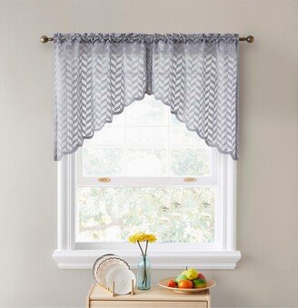 Herringbone Semi Sheer Voile Kitchen Cafe Curtain Panels - Rod Pocket -Swags for Small Windows & Bathroom
