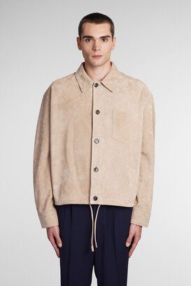 Casual Jacket In Beige Leather