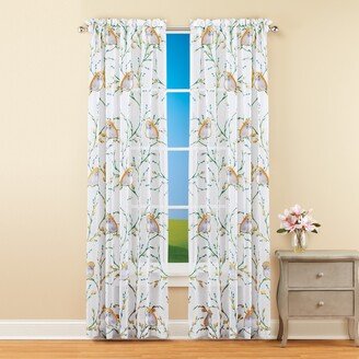 Collections Etc Birds on Branches Rod Pocket Sheer Curtain Panel