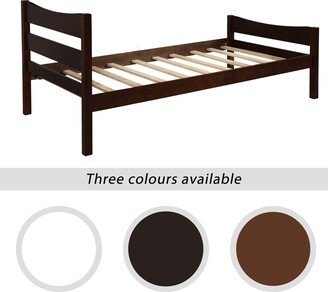 Twin Size Wood Platform Bed with Headboard