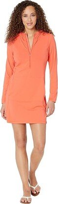 Sand Beach Cover-Up Hooded Tunic (Hot Coral) Women's Swimwear