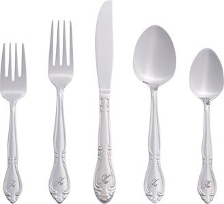 Riverridge Rose 46 Piece Monogrammed Flatware Set - X, Service for 8