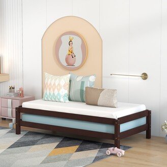 Nestfair Twin Size Wood Bed Guest Bed Stackable Bed