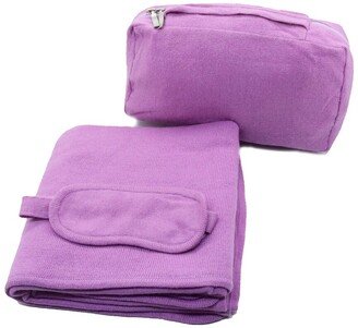 Travel Wrap/Throw, Eyemask And Zipper Bag With Handle In Solid Color