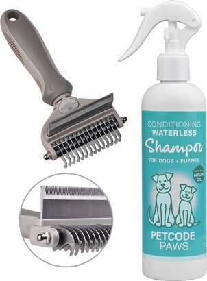 Petcode Paws Dog Detangling Kit with Duo Brush and Leave- in Shampoo Conditioner Spray