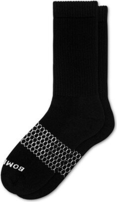 Men's Solids Calf Sock - Black - Large - Cotton