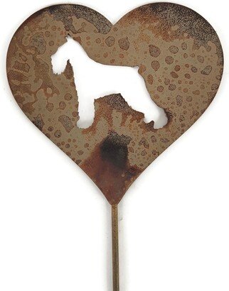 Schnauzer Dog Rustic Metal Heart Garden Stake 21 Inches Tall