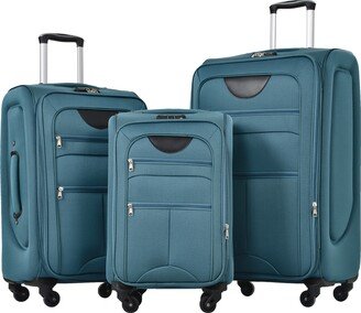 GREATPLANINC Softside Luggage 3 Piece Set Suitcase Spinner Hardshell Lightweight TSA Lock Softshell Luggage Travel Set 22