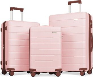 IGEMAN Pink 3 Piece Suitcase Set Luggage Sets