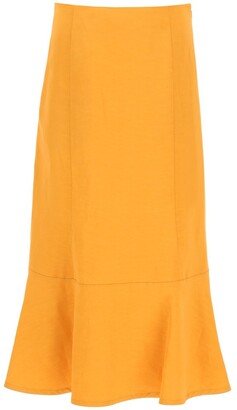 Flounce Detail Midi Skirt