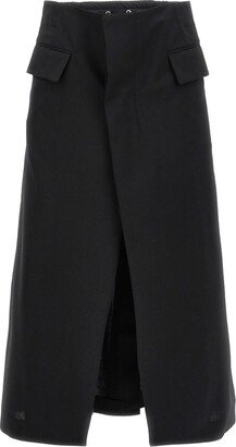 High-Waist Layered Midi Skirt