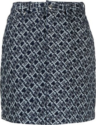 Logo-Print Denim Skirt