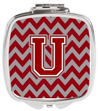 CJ1049-USCM Letter U Chevron Maroon & White Compact Mirror, 3 x 0.3 x 2.75 in.