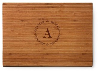 Cutting Boards: Foliage Frame Cutting Board, Bamboo, Rectangle Ornament, White