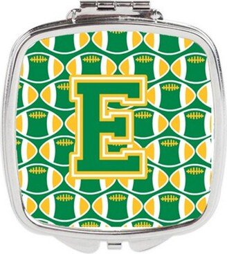 CJ1069-ESCM Letter E Football Green & Gold Compact Mirror