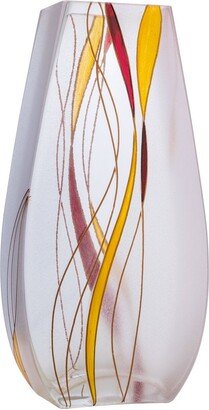 Victoria Bella 12-Inch Glass Vase With Abstract Of Silver Pattern