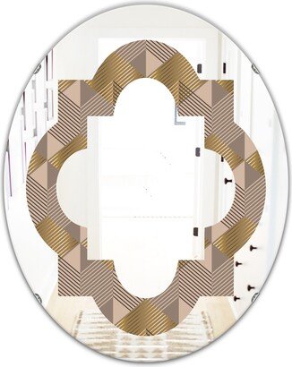 Designart 'Retro Square Design VI' Printed Modern Round or Oval Wall Mirror - Quatrefoil