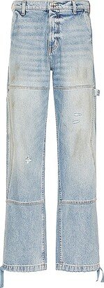 Reza Denim Double Knee Pant in Blue