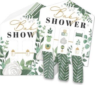 Big Dot Of Happiness Boho Botanical Baby Greenery Baby Shower Game Cards Pull Tabs 3-in-a-Row 12 Ct