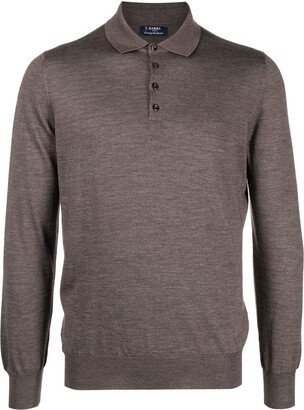 Long-Sleeved Knit Polo Shirt-AA