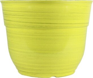 Garden Elements Glazed Brushed Happy Large Plastic Planter Bright Yellow 15 Inches