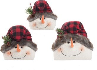 Buffalo Check Snowmen Figure Set of 3 - White - Set of 3