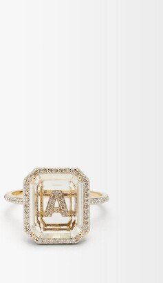 Initials Diamond, Quartz & 14kt Gold Ring A-i