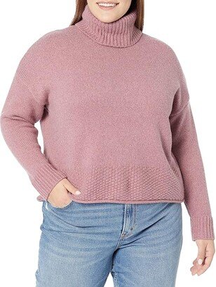 Plus Corsica Stitch Mix Turtleneck (Heather Mauve) Women's Sweater