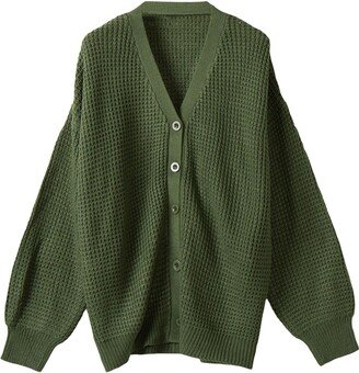 HUMORAND Womens Cardigan Slouchy Open Front Chunky Oversized Knit Hoodies Long Sleeve Fashion Plus Size Cardigans Green