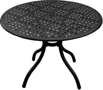 42 Modern Mesh Aluminum Round Patio Dining Table - Black - Oakland Living