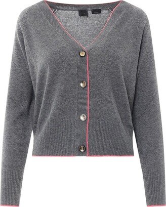 V-Neck Buttoned Knitted Cardigan-AG