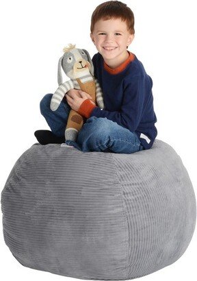 Creative QT Stuff n Sit Large 33 Bean Bag Storage Cover for Stuffed Animals & Toys Light Gray Corduroy Toddler & Kids Rooms Organizer